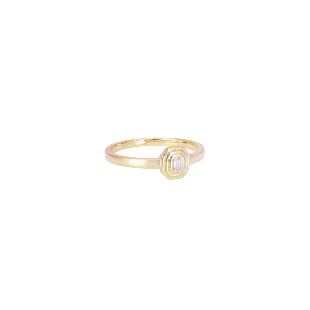 Triple Bezel Emerald-Cut Diamond Ring – Henri Noël