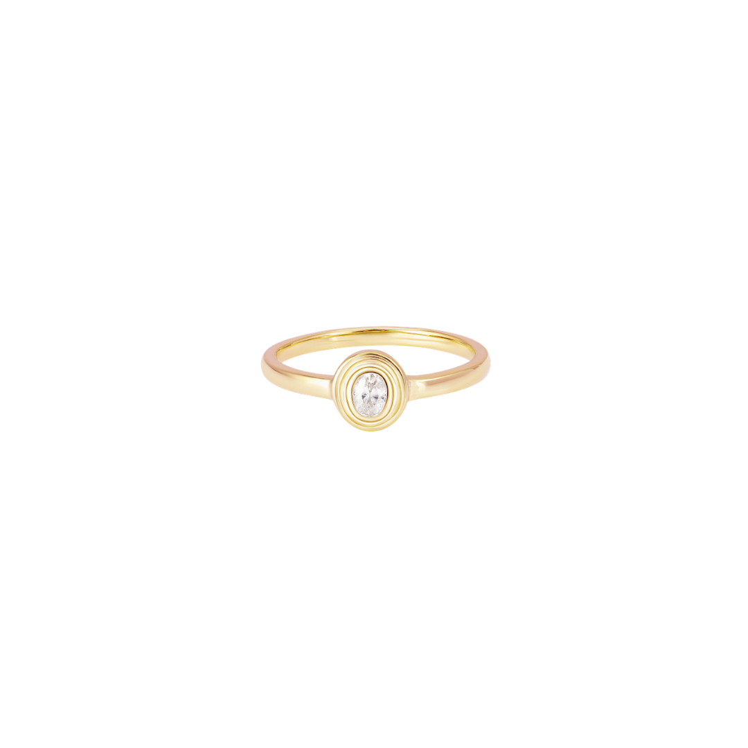Triple Bezel Oval-Cut Diamond Ring