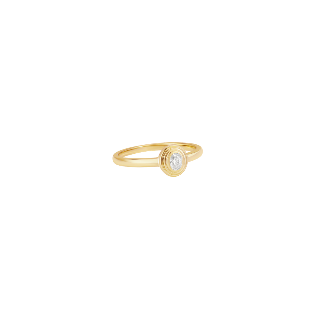 Triple Bezel Oval-Cut Diamond Ring