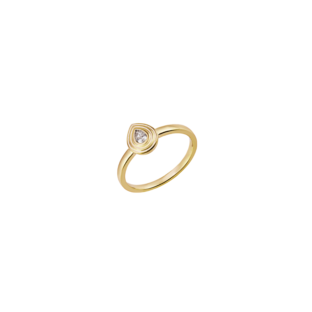 Triple Bezel Pear-Cut Diamond Ring – Henri Noël