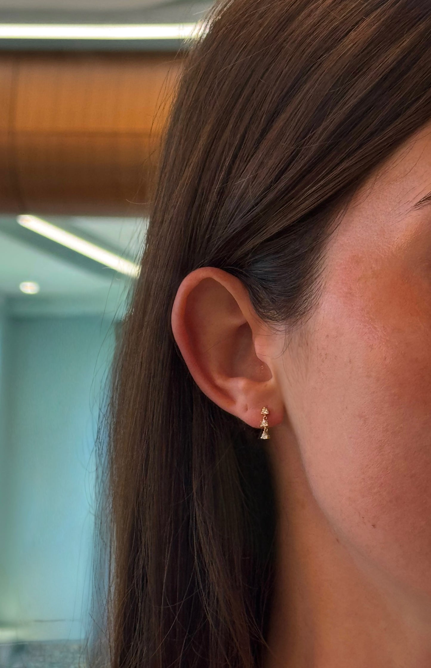 Triple Diamond Drop Earrings – Henri Noël