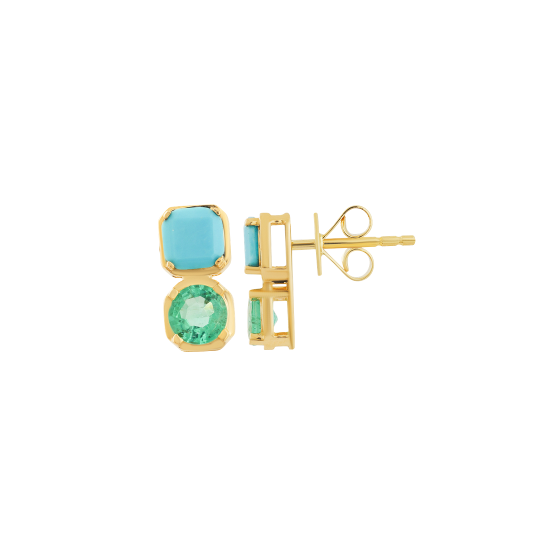 Turquoise & Emerald Bloom Studs