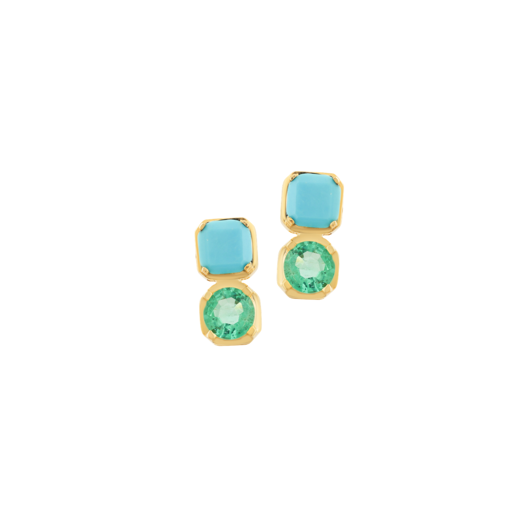 Turquoise & Emerald Bloom Studs