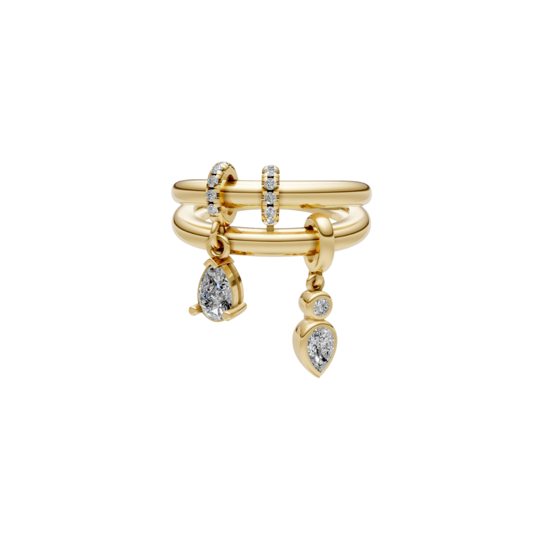 Two Ring Diamond Drop Ring – Henri Noël