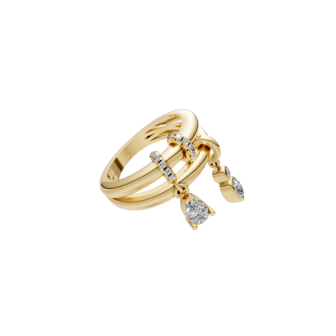 Two Ring Diamond Drop Ring – Henri Noël