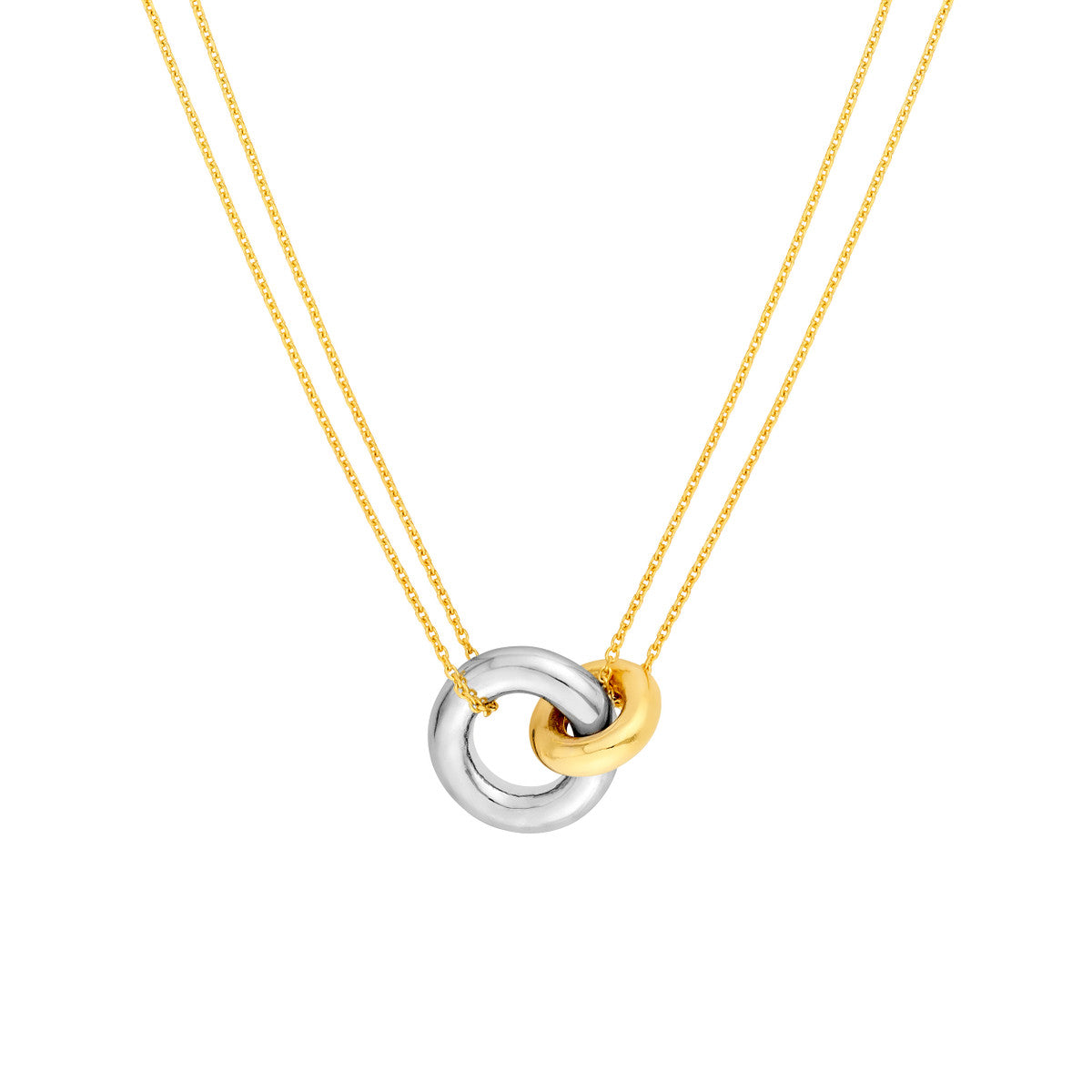 Two Tone Double Chain Interlocking Circle Necklace – Henri Noël