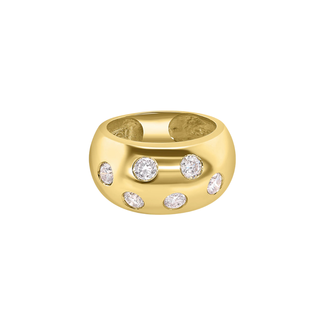 Flush Set Diamond Dome Ring