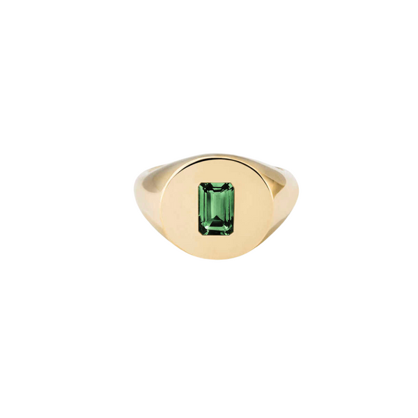 EMERALD MEN PINKY Finger Ring ,Solid 18k gold ,May Birthstone, Emerald Ring,  Statement Ring, Emerald Cut, Green Gemstone