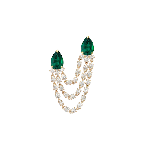 Pear Emerald Jump Rope Earring