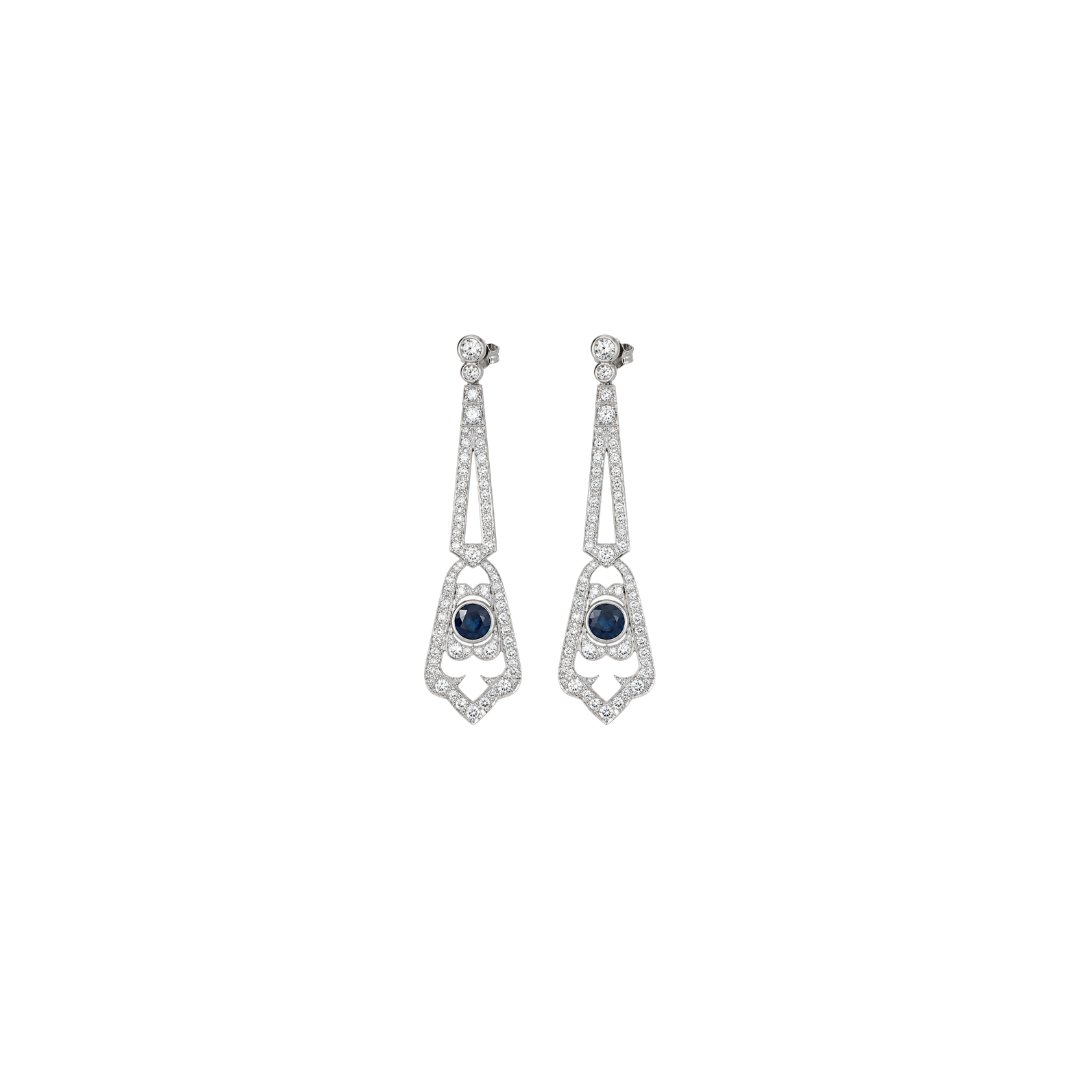 Vintage Blue Sapphire and Diamond Elongated Earrings – Henri Noël