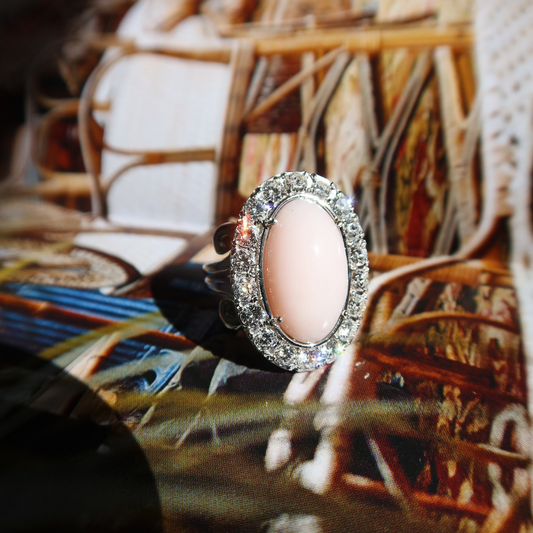 Vintage Coral and Diamond Cocktail Ring – Henri Noël