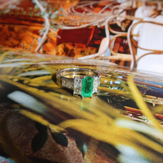 Vintage Emerald and Diamond Cocktail Ring – Henri Noël