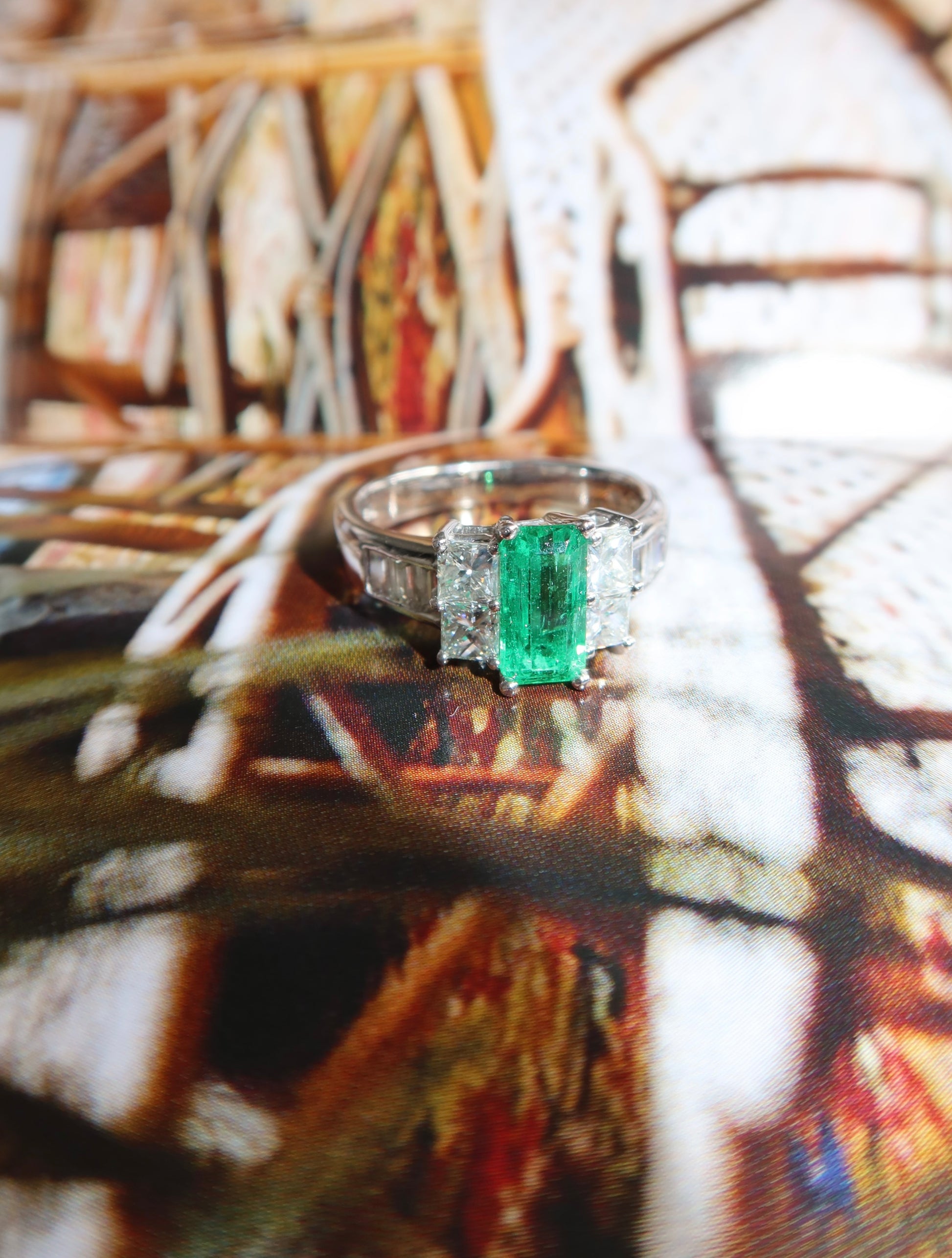 Vintage Emerald and Diamond Cocktail Ring – Henri Noël