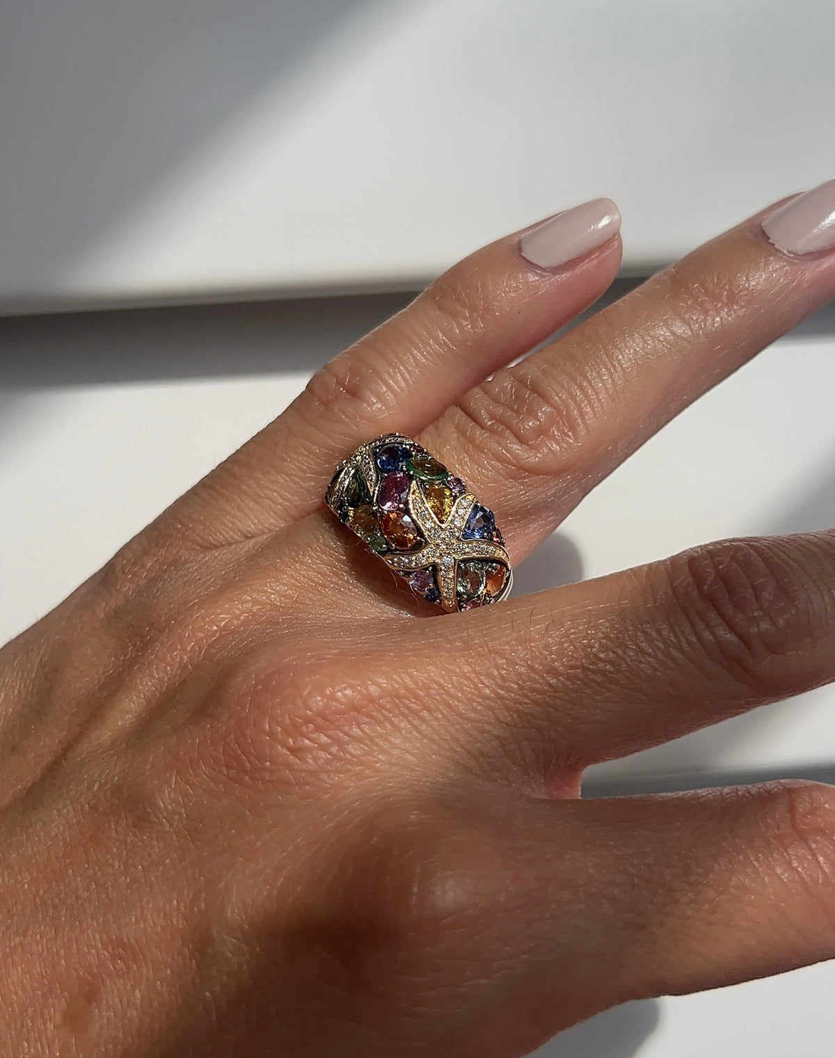 Vintage Rainbow Gemstone Starfish Cocktail Ring – Henri Noël
