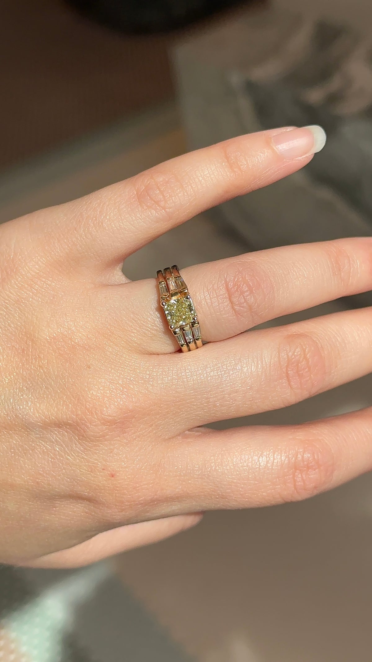 Vintage Three Band Yellow Diamond Ring – Henri Noël