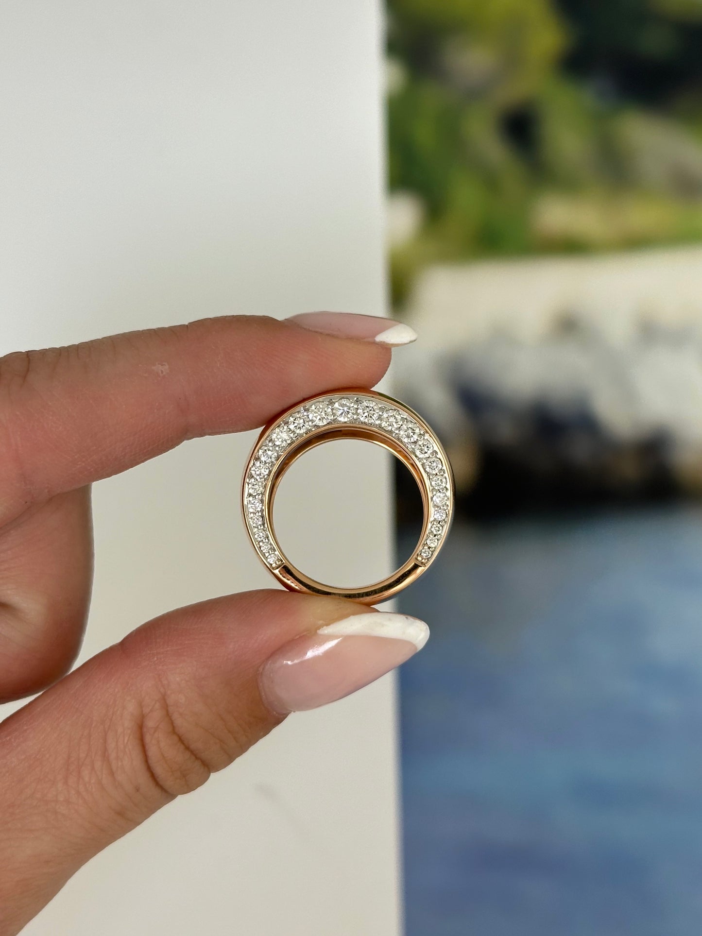 Vintage Walter Faith 18K Bombe Ring With Pave Diamonds – Henri Noël