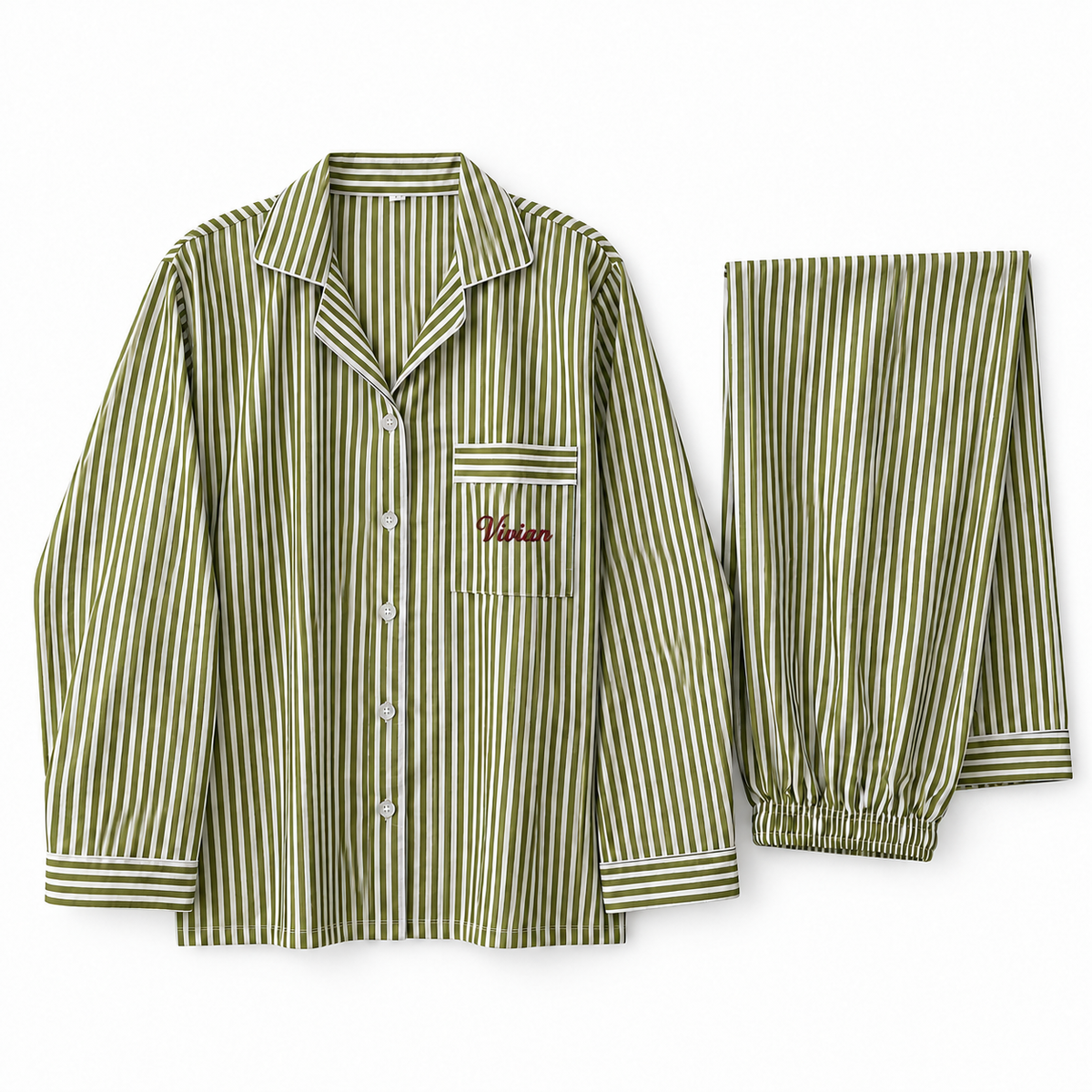 The Personalized Green Stripe Pajama Set – Henri Noël