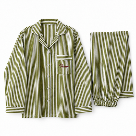 The Personalized Green Stripe Pajama Set – Henri Noël