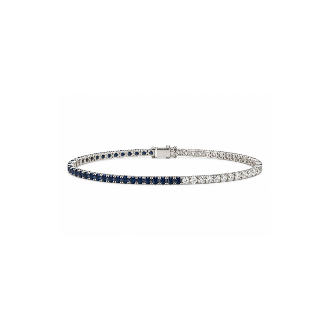 Half Sapphire Half Diamond Tennis Bracelet