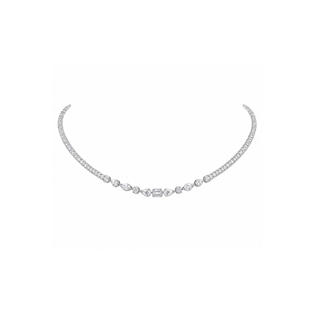 Mixed-Cut Diamond Tennis Necklace