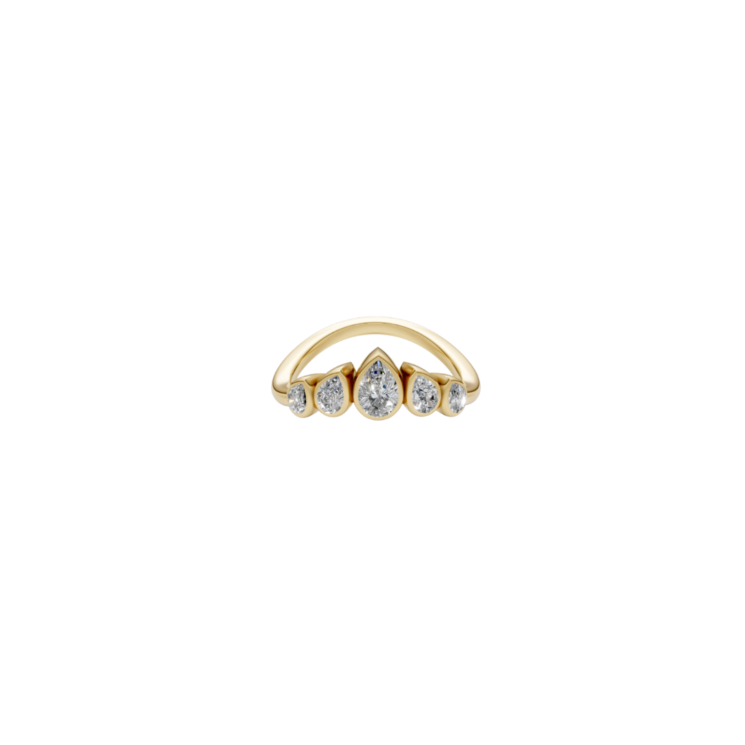 Five Stone Pear Diamond Bezel Band