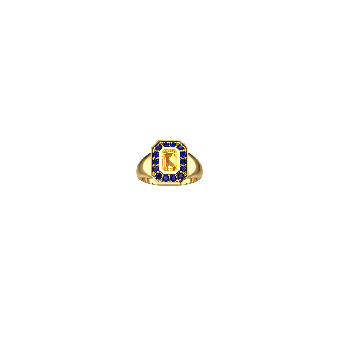 Yellow & Blue Sapphire Pinky Ring – Henri Noël