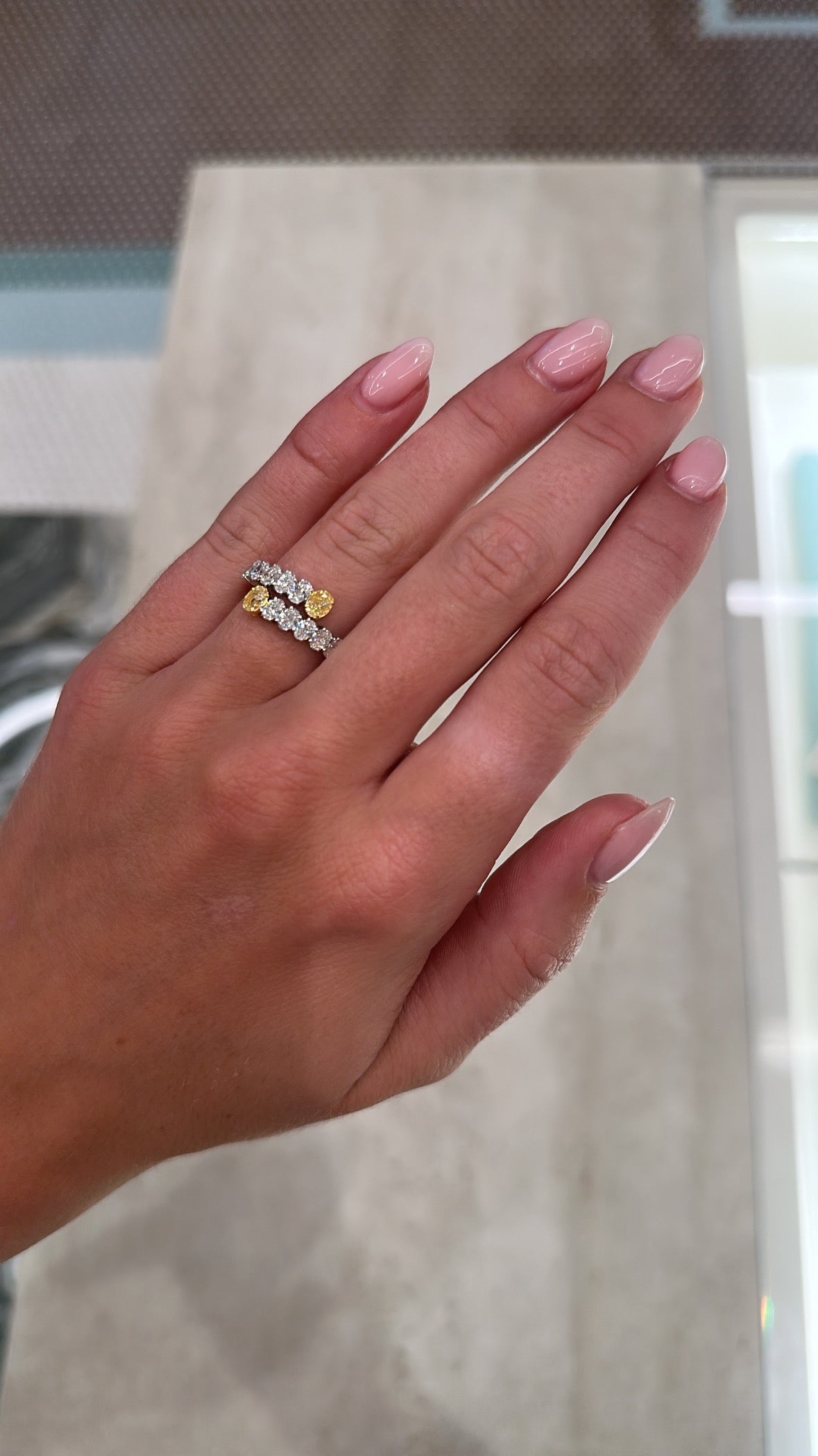 Yellow & White Diamond Bypass Ring