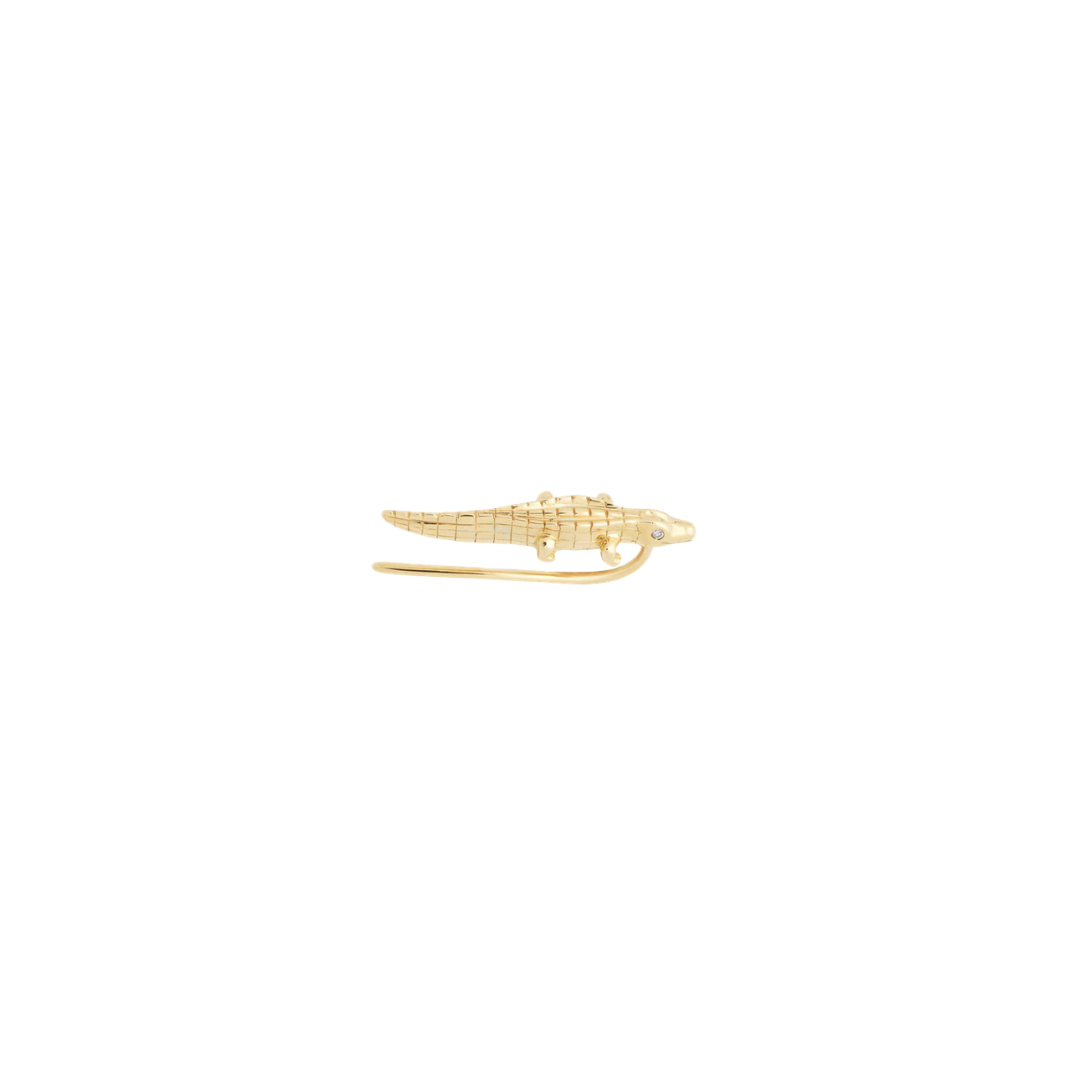 Bibi van der Velden- Alligator Yellow Gold Ear Climber – Henri Noël
