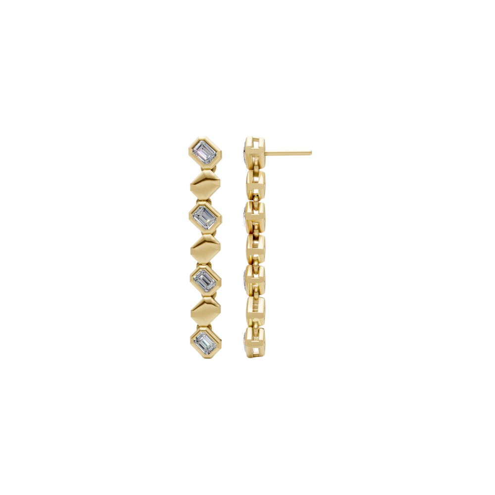 Alternating Emerald Cut Diamond Drops