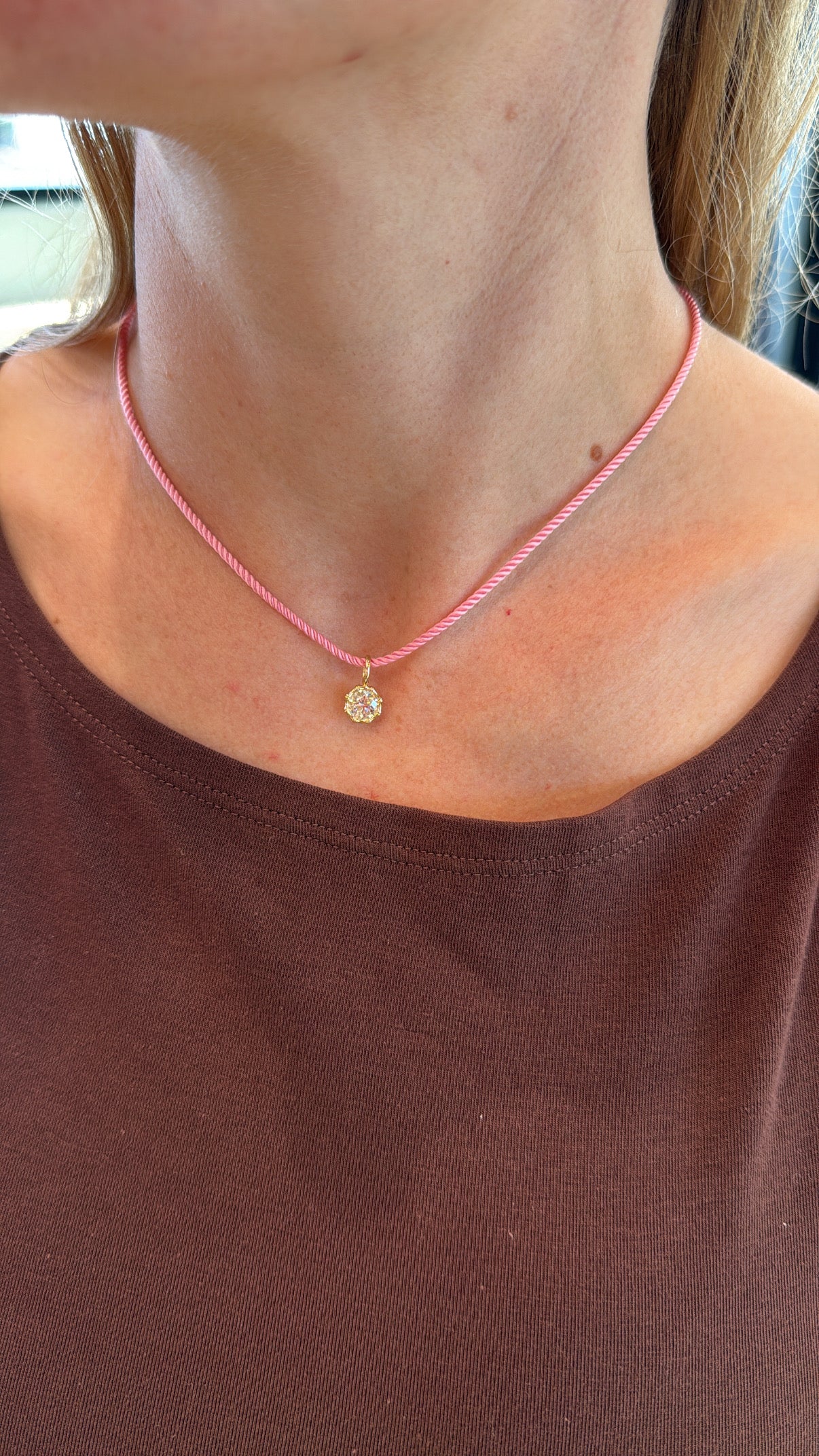 Bamboo Bezel Diamond Pendant