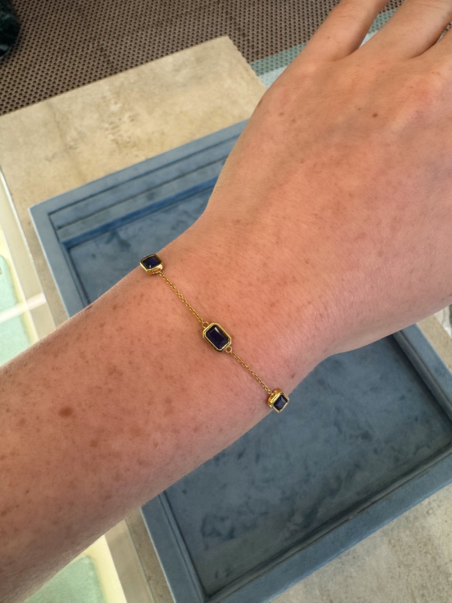 Bezel Blue Sapphire Bracelet – Henri Noël