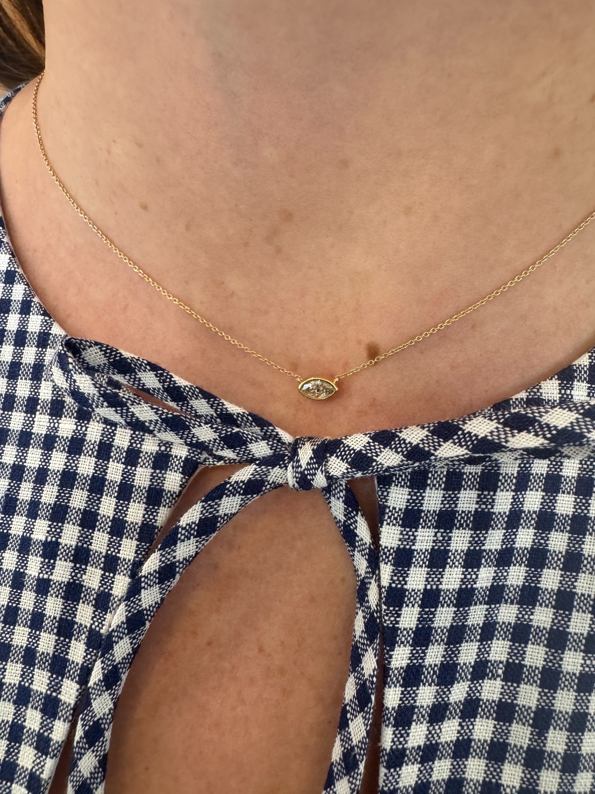 Bezel Marquise Diamond Necklace – Henri Noël