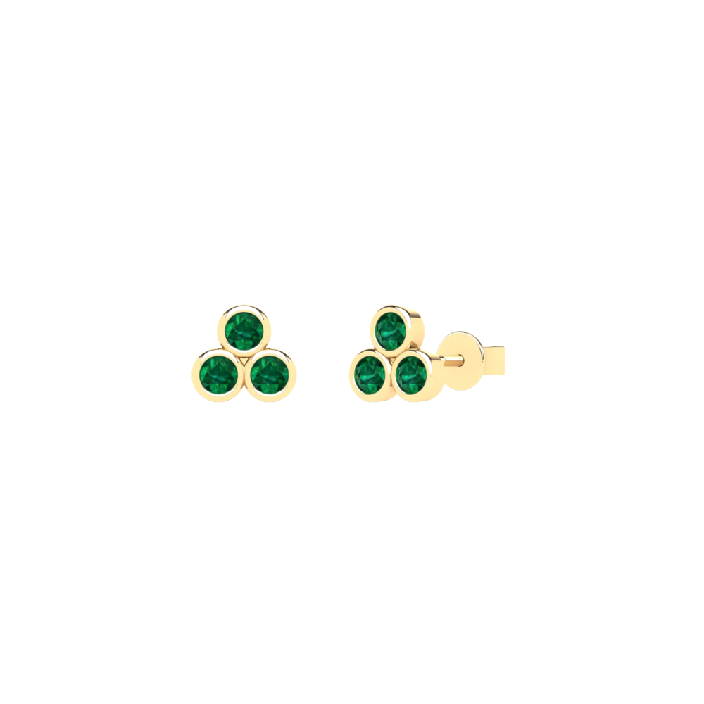 Bezel Emerald Mini Studs – Henri Noël