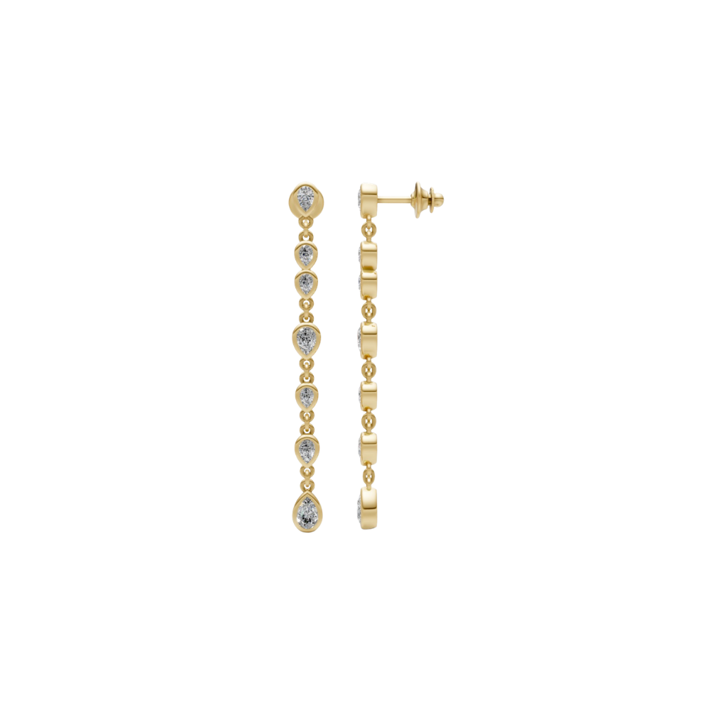 Bezel Pear Diamond Drop Earrings – Henri Noël