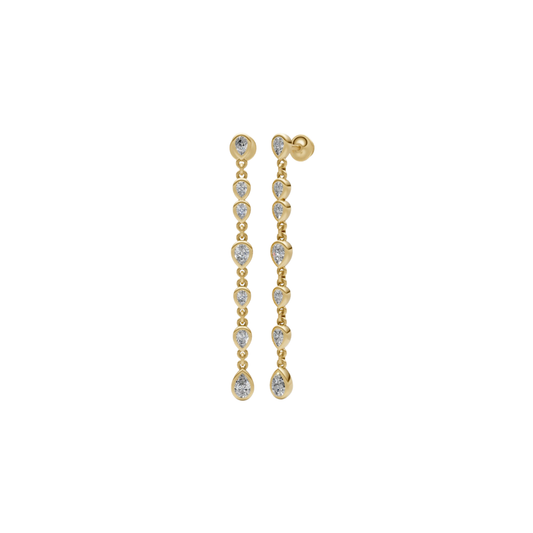 Bezel Pear Diamond Drop Earrings – Henri Noël