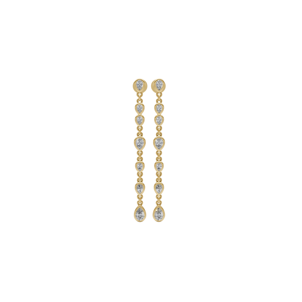 Bezel Pear Diamond Drop Earrings – Henri Noël