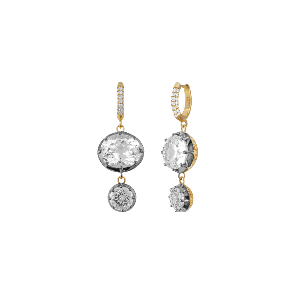 White Topaz Black Rhodium Drop Earrings – Henri Noël