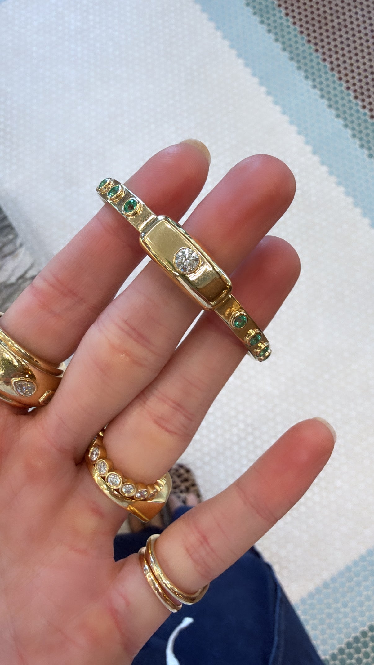 Lionheart- Aurelia Diamond and Emerald Cuff Bangle – Henri Noël