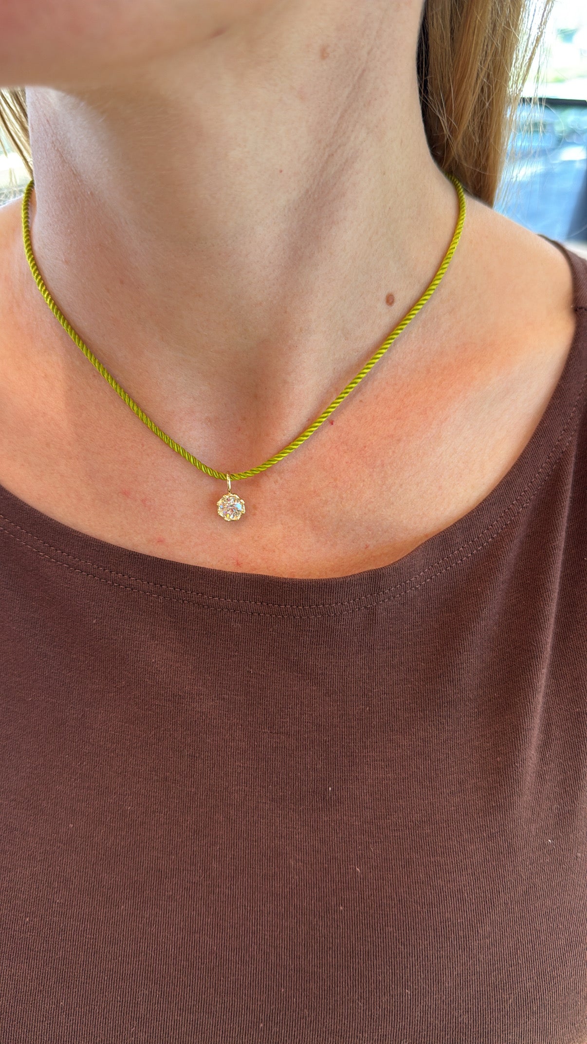 Bamboo Bezel Diamond Pendant