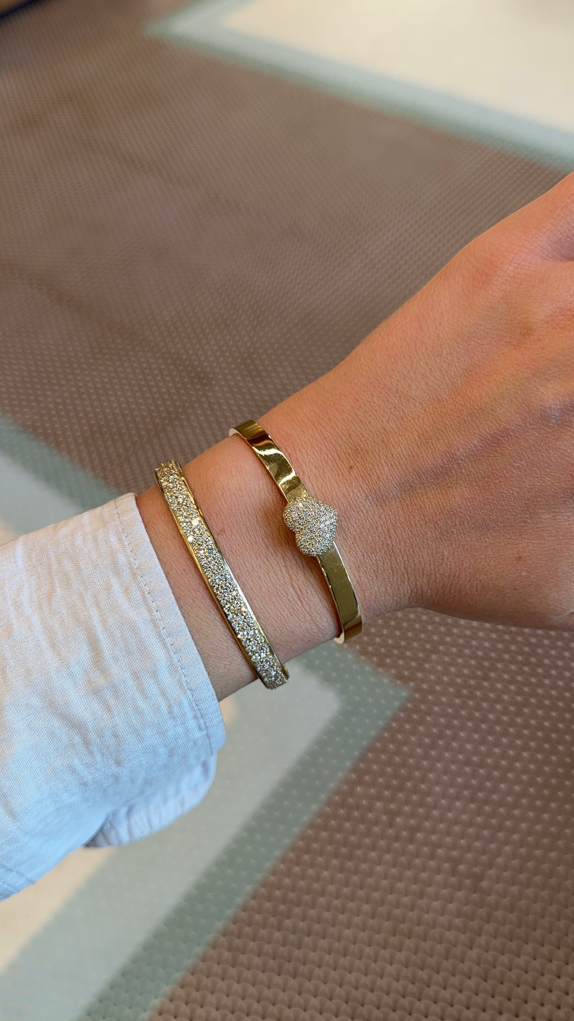 Lionheart- Sweetheart Puffed Diamond Heart Cuff Bangle – Henri Noël