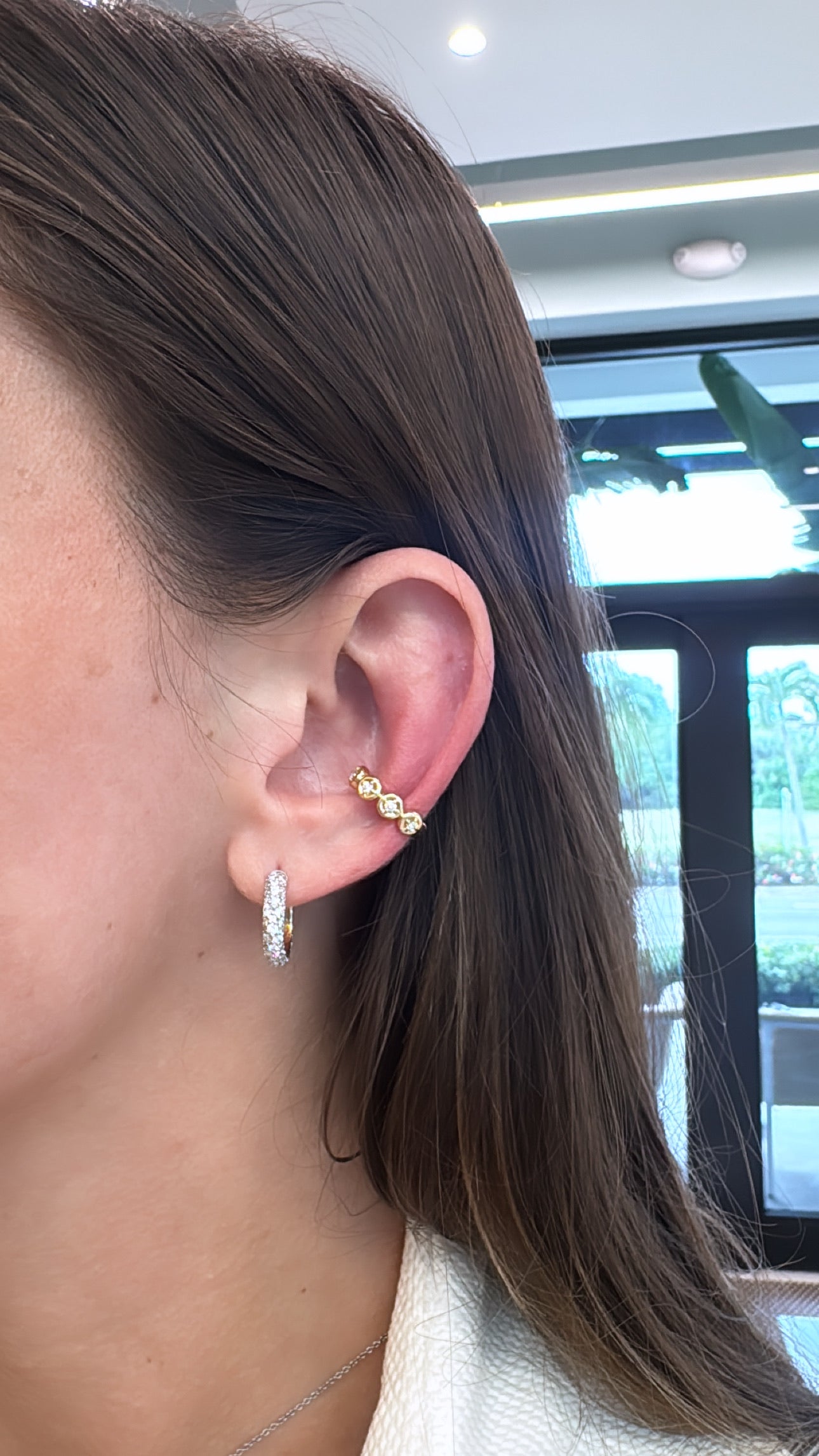 Diamond Compass Bezel Ear Cuff
