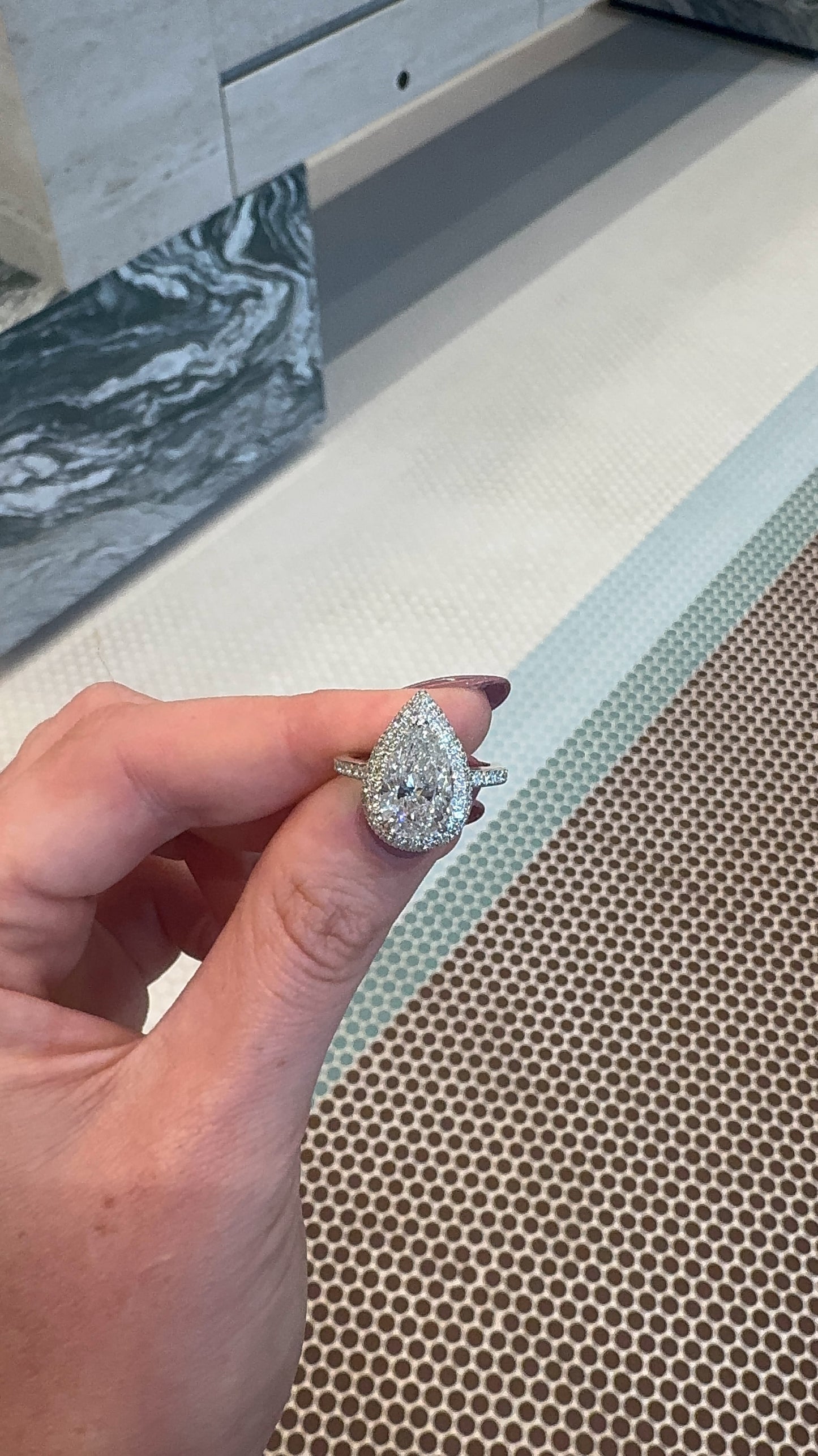 Diamond Halo Pear Engagement Ring – Henri Noël