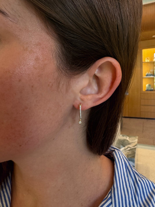 Diamond Hoop with Bezel Diamond Dangle – Henri Noël