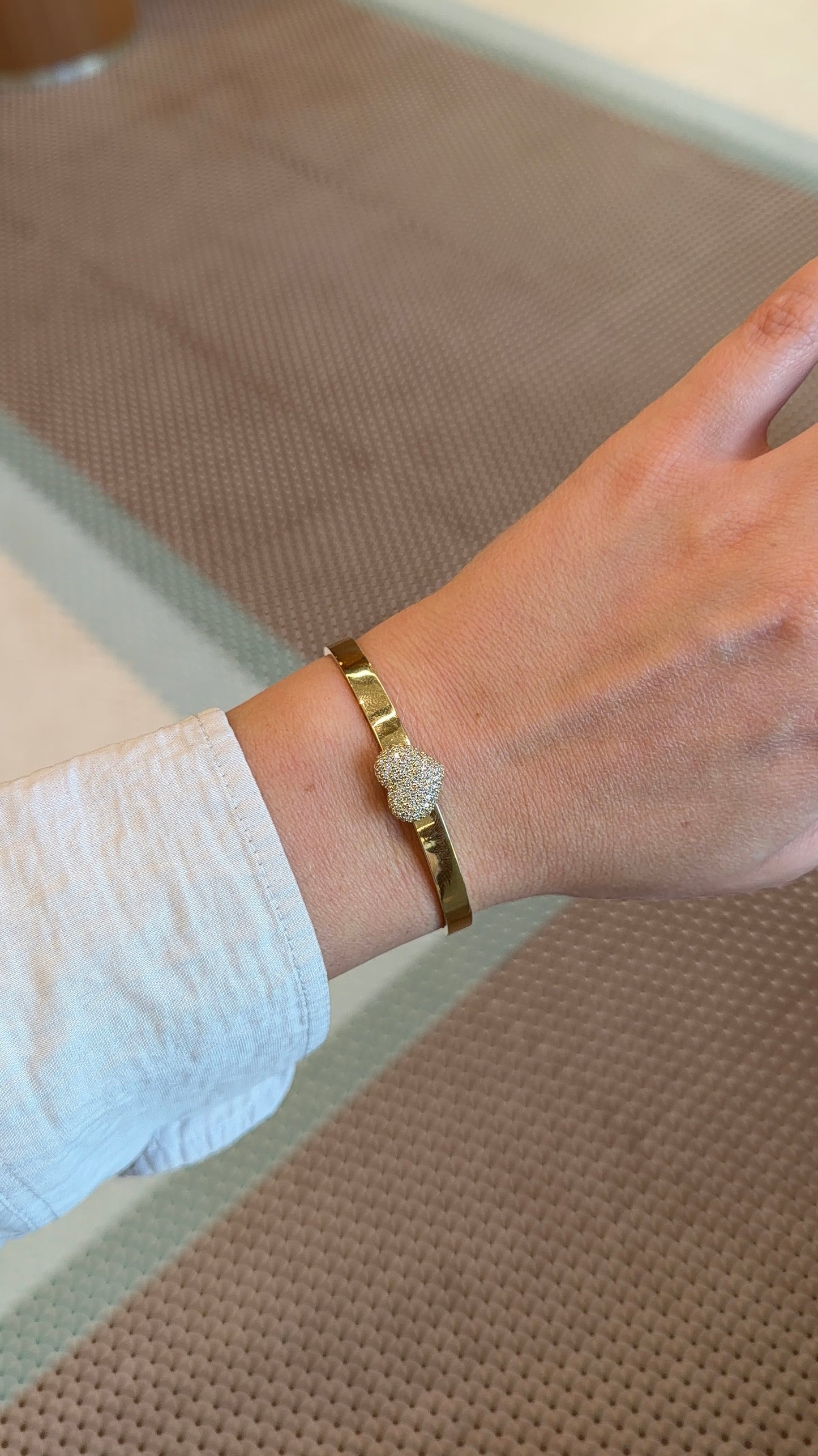 Lionheart- Sweetheart Puffed Diamond Heart Cuff Bangle – Henri Noël