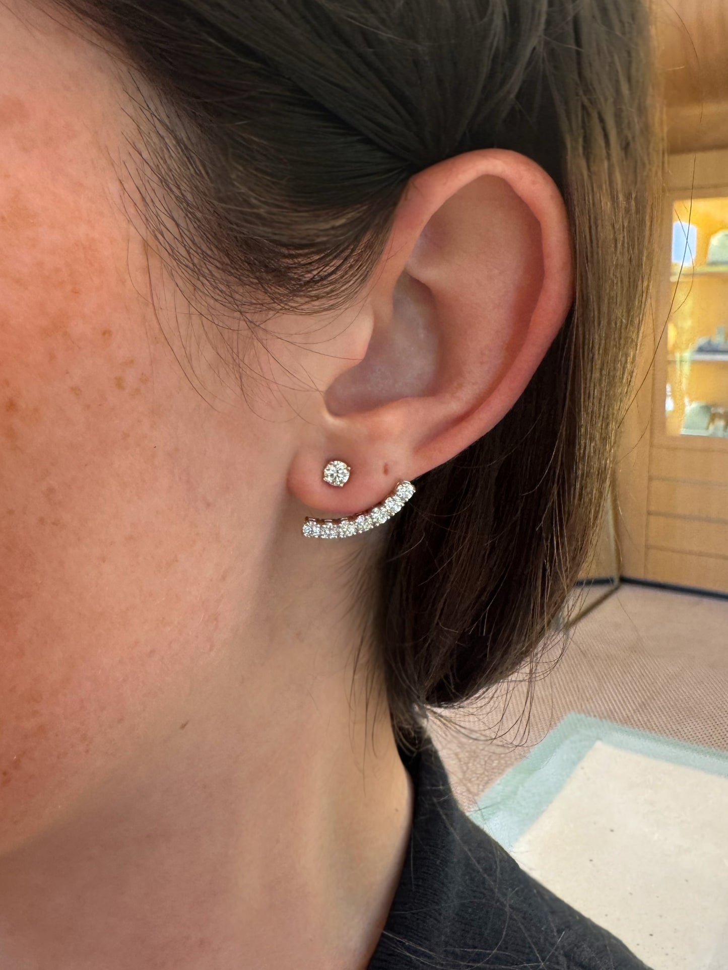 Diamond Stud and Curved Climber Earrings – Henri Noël