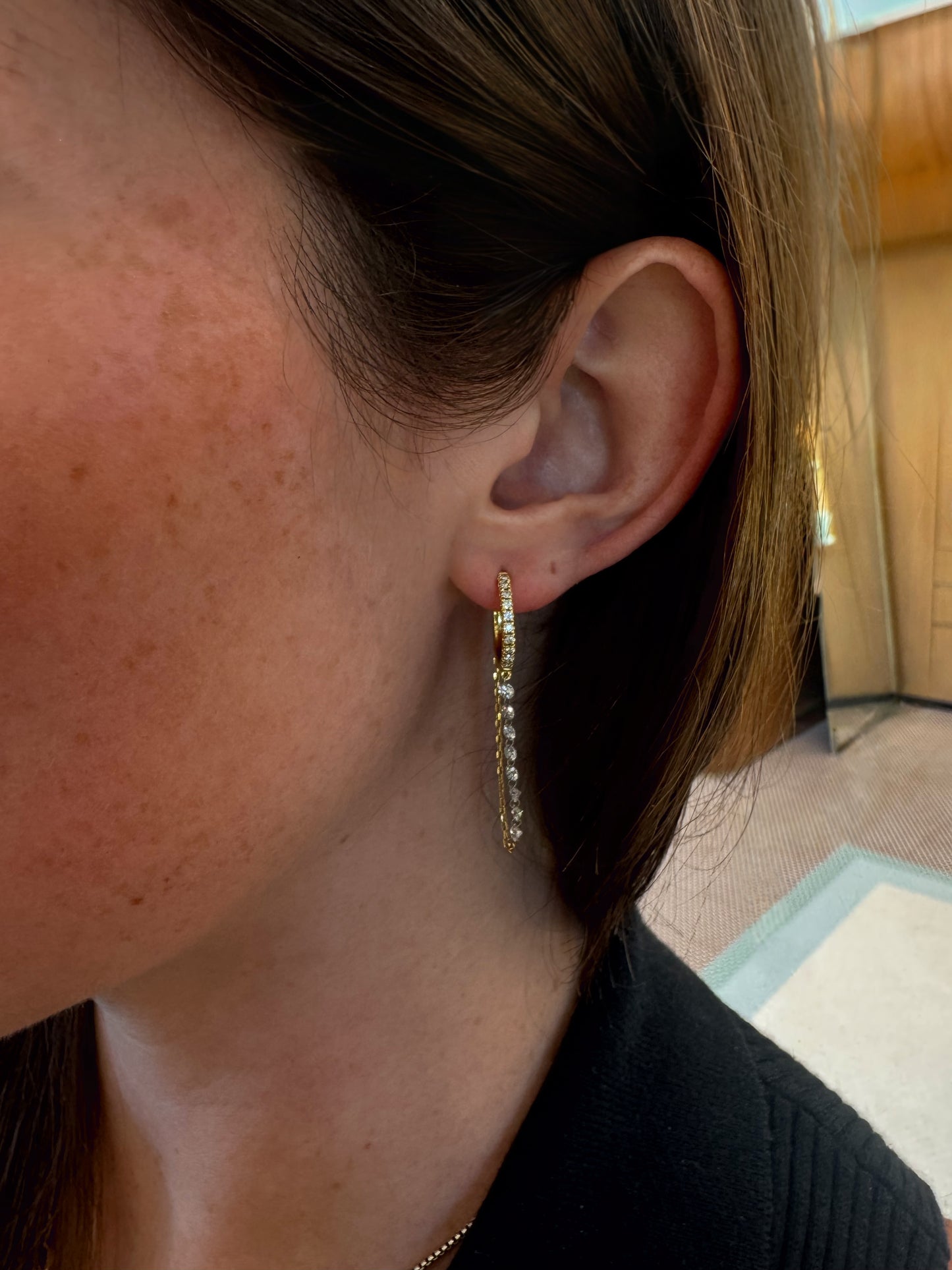 Diamond Tennis Chain Earrings – Henri Noël