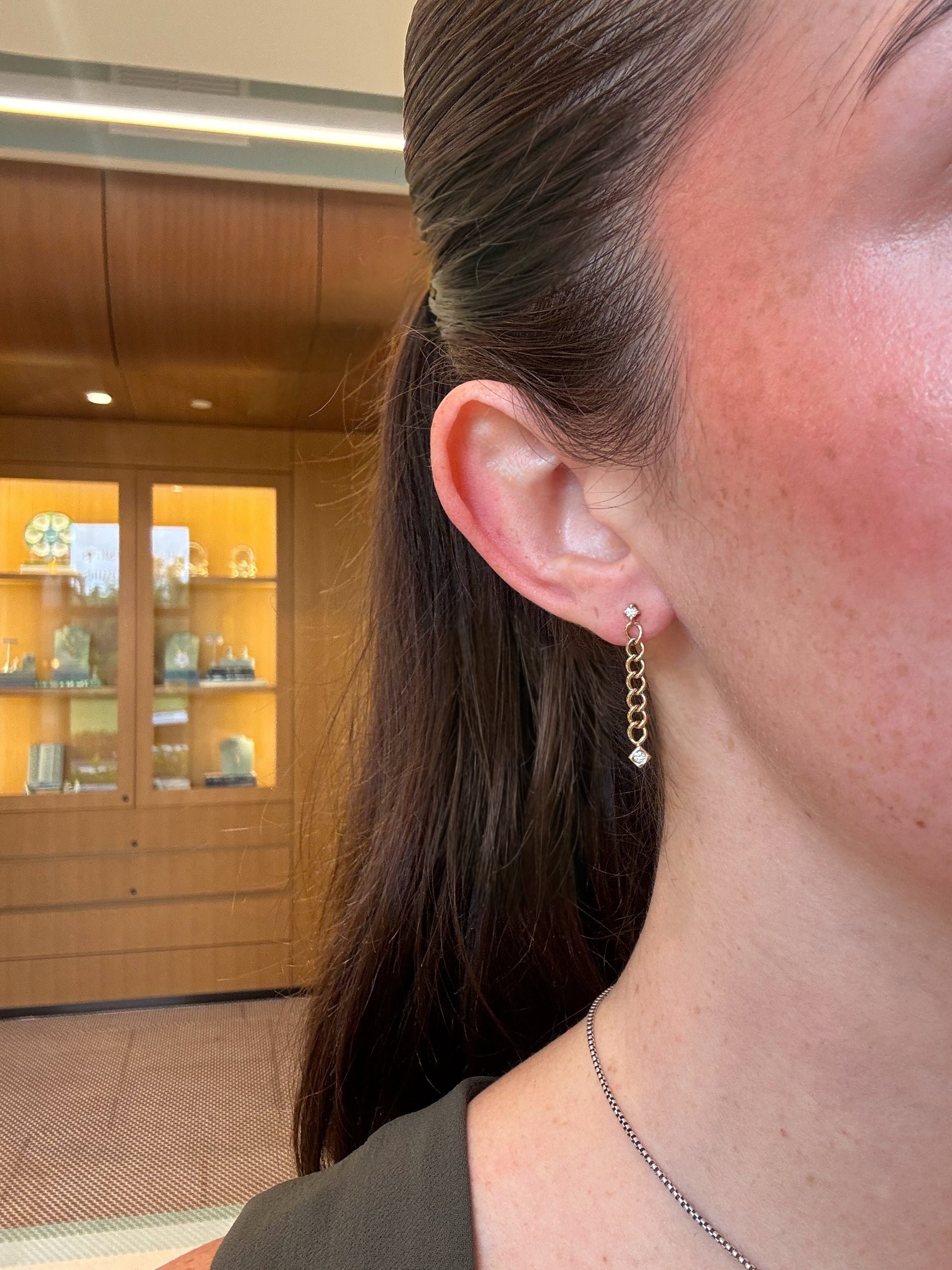 Double Diamond Chain Drop Earrings – Henri Noël