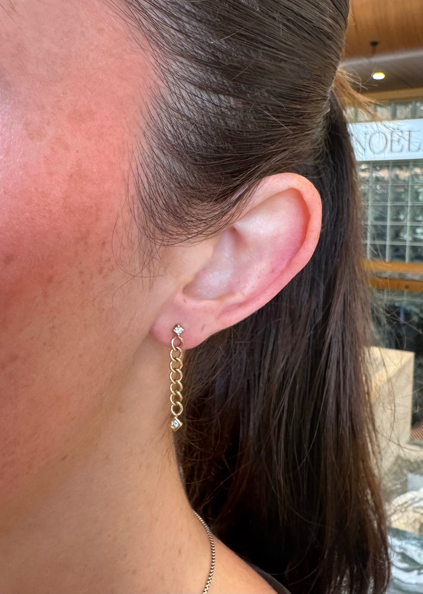 Double Diamond Chain Drop Earrings – Henri Noël