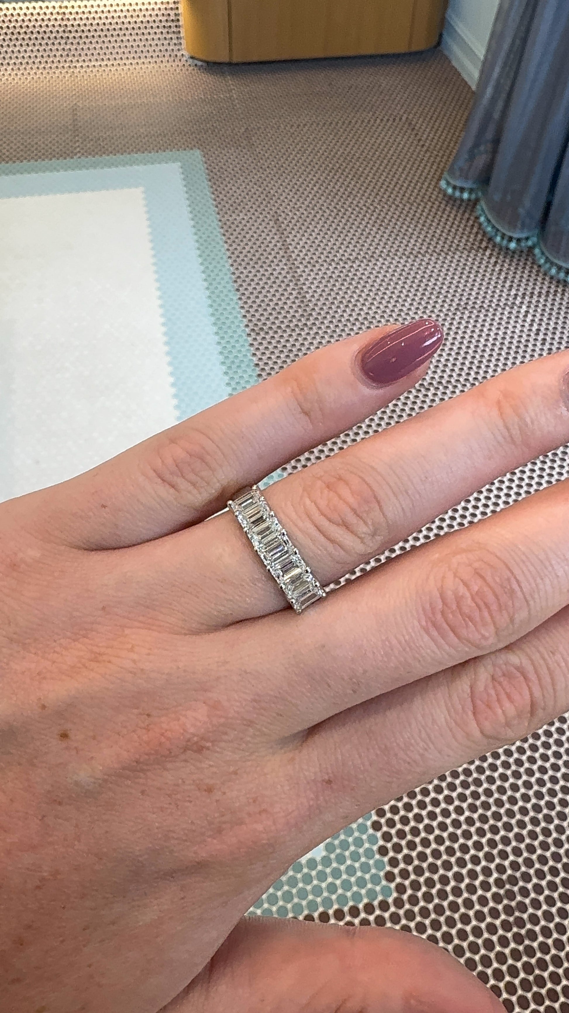 Emerald-Cut Diamond Half Eternity Band – Henri Noël