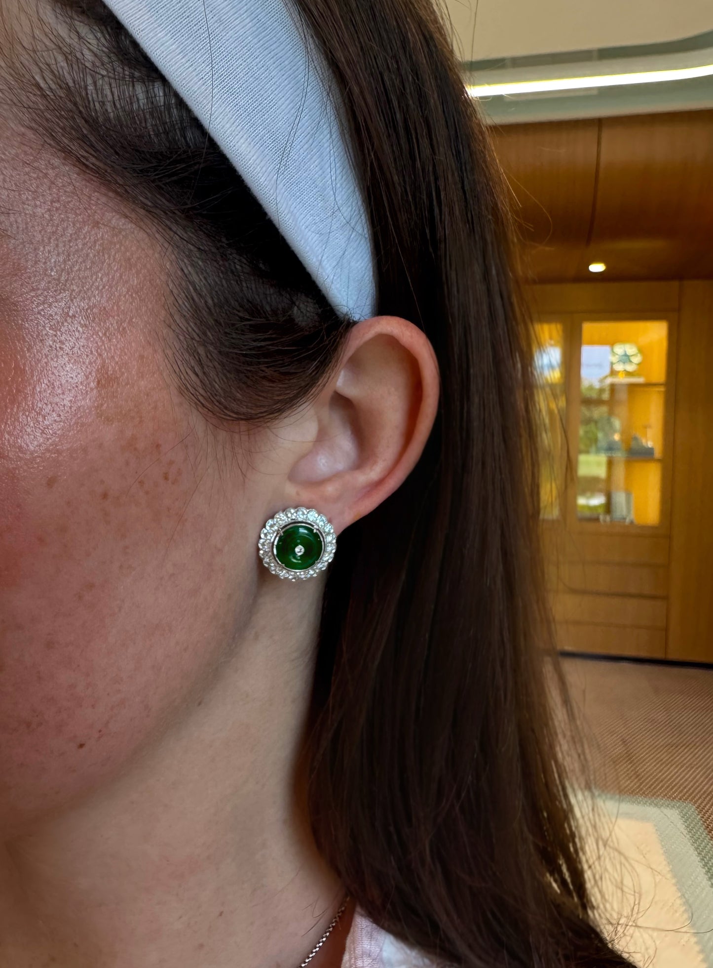 Estate Jade and Diamond Earrings